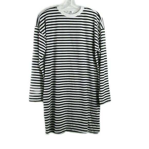 Misguided - Long Sleeve Crew Neck Striped Tee Dress - Size 2 - Picture 1 of 6